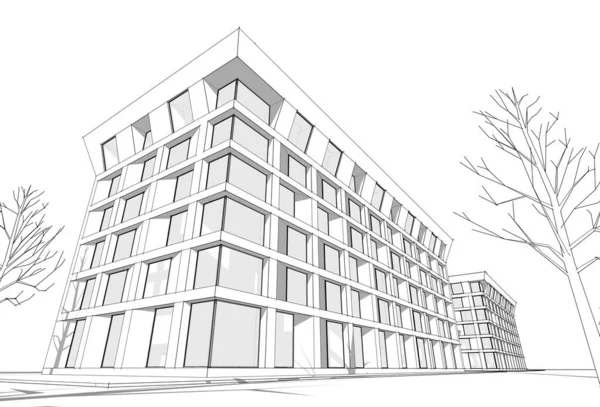 Bureau Municipal Croquis Architecture Illustration — Photo