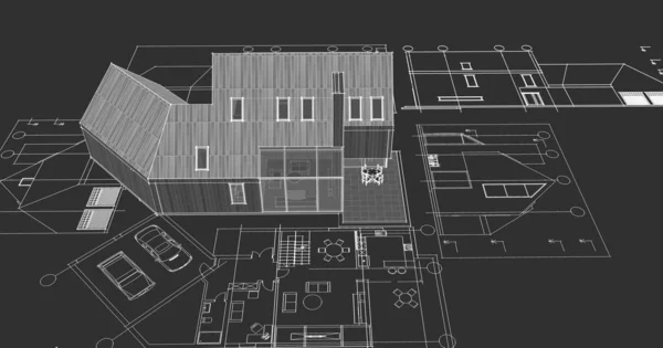 Maison Moderne Projet Architectural Croquis Illustration — Photo