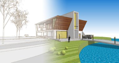 mimari konsept ev 3D görüntüleme