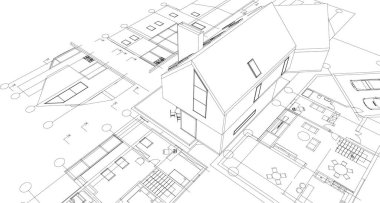 Modern ev planı 3d illüstrasyon