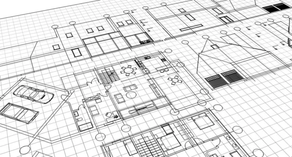 Projekt Domu Fasady Plan — Zdjęcie stockowe