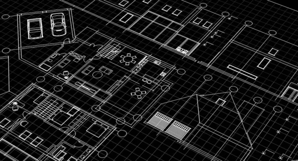 Projekt Domu Fasady Plan — Zdjęcie stockowe