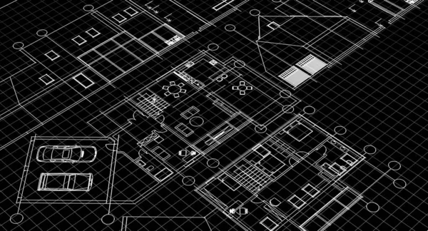 House Project Plan Facades Blueprint — Stock Photo, Image