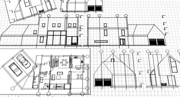 住宅計画は設計図を作り — ストック写真