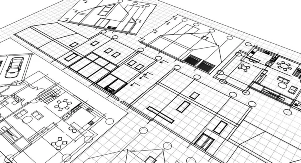 Proyecto Casa Fachadas Plano Plano — Foto de Stock