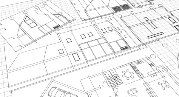 住宅計画は設計図を作り — ストック写真