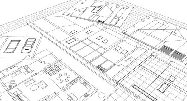 住宅計画は設計図を作り — ストック写真