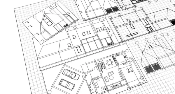 住宅計画は設計図を作り — ストック写真