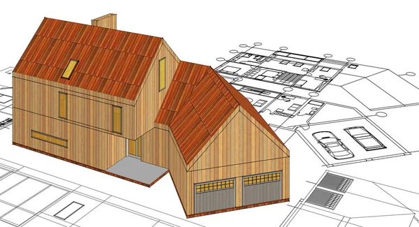 House Plan Architectural Sketch Illustration — Stock Photo, Image