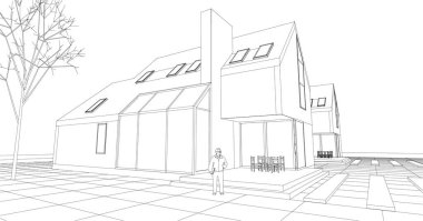 Modern ev planı 3d illüstrasyon