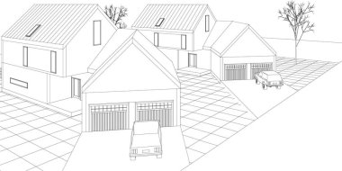 Modern ev planı 3d illüstrasyon