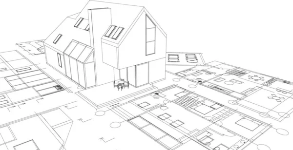 Plan Maison Moderne Illustration — Image vectorielle