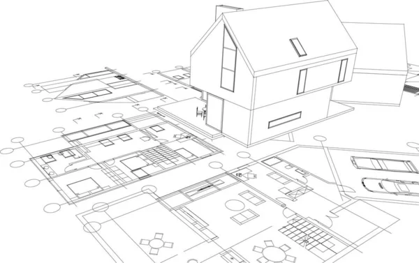 Ilustración Moderna Plano Casa — Vector de stock