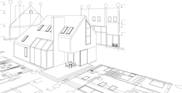 Modern ev planı 3d illüstrasyon