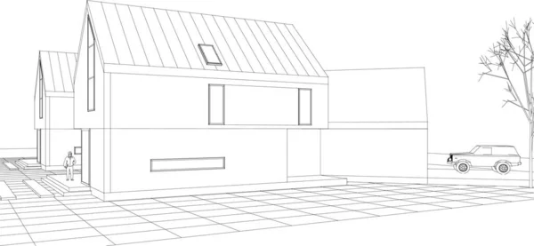 Moderner Hausplan Illustration — Stockvektor