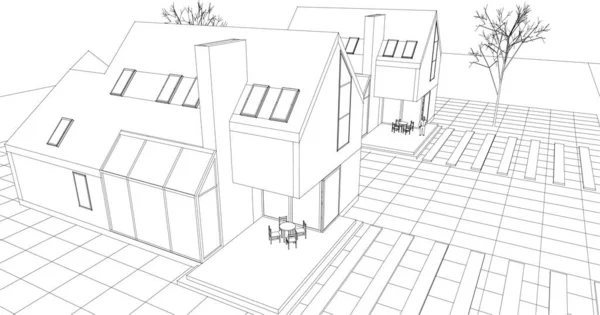 Ilustración Moderna Plano Casa — Archivo Imágenes Vectoriales