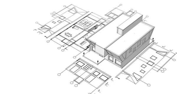 Mimarisi Projesi Çizimi Illüstrasyon — Stok fotoğraf