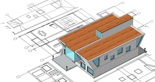 Архитектурный Эскиз Дома Иллюстрация — стоковое фото