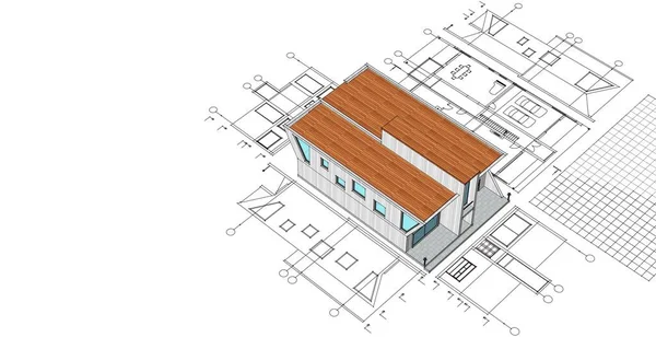 House Plan Architectural Sketch Illustration — Stock Photo, Image