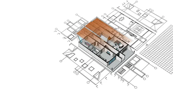 Hausplan Architektonische Skizze Illustration — Stockfoto