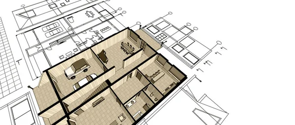 Plan Maison Esquisse Architecturale Illustration — Photo