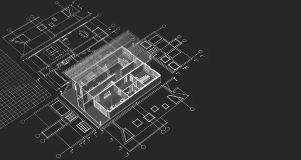 House Plan Architectural Sketch Illustration — Stock Photo, Image