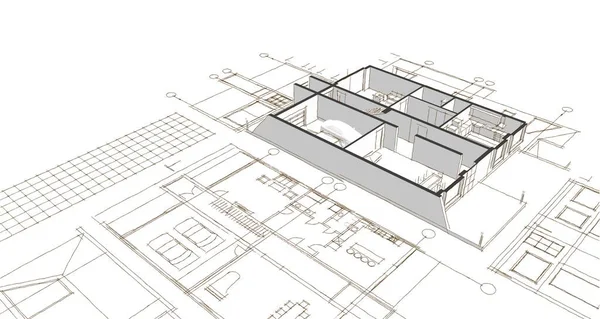 Hausplan Architektonische Skizze Illustration — Stockfoto