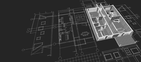 Plano Casa Desenho Arquitetônico Ilustração — Fotografia de Stock