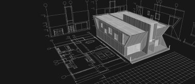 ev mimarisi taslağı 3d illüstrasyon planı 
