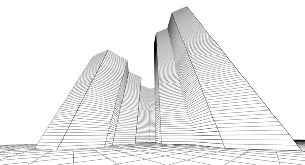 Abstracte Architectuur Module Rendering — Stockfoto