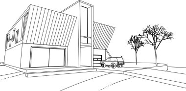 ev mimarisi çizimi 3d illüstrasyon