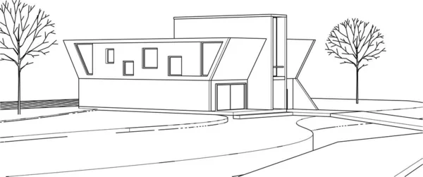 Maison Architecture Croquis Illustration — Image vectorielle