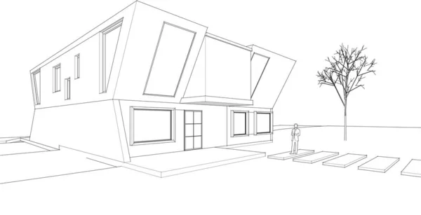 Maison Architecture Croquis Illustration — Image vectorielle