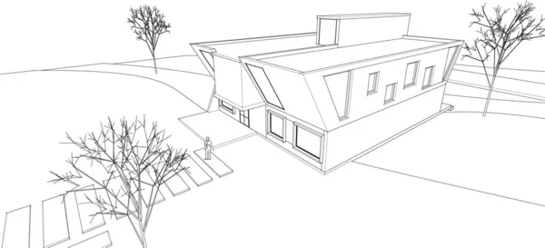 Maison Architecture Croquis Illustration — Image vectorielle