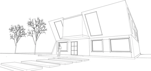 Maison Architecture Croquis Illustration — Image vectorielle