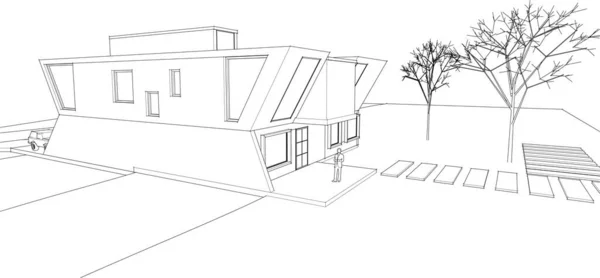 Maison Architecture Croquis Illustration — Image vectorielle