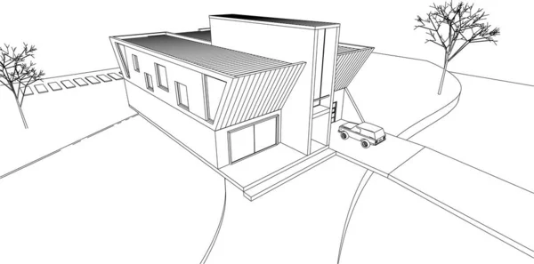 Архитектурный Эскиз Дома Иллюстрация — стоковый вектор