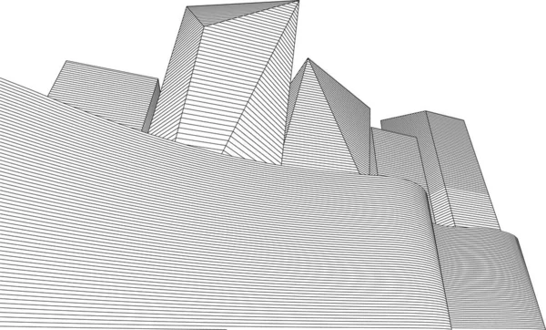 抽象建筑3D示意图 — 图库矢量图片