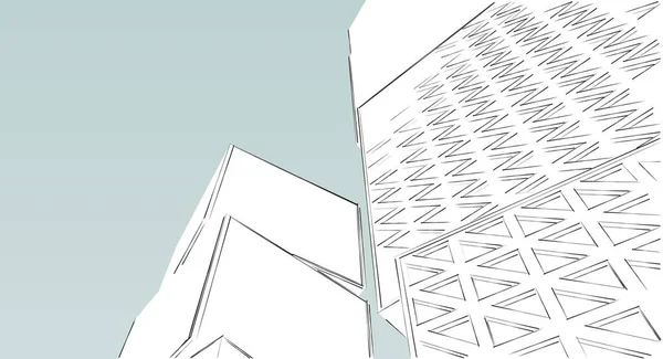 Astratto Cubo Architettura Illustrazione Schizzo — Foto Stock