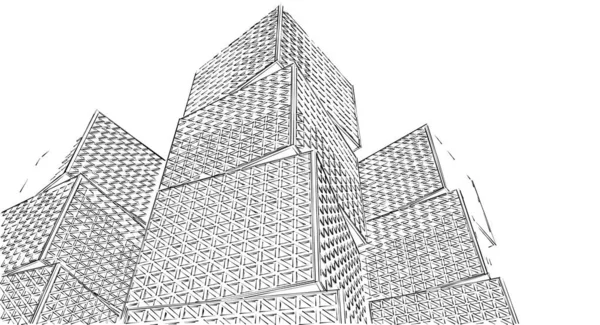 Abstract Cube Architecture Illustration Sketch — Stock Photo, Image