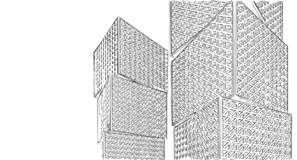 Abstrakte Würfelarchitektur Illustration Skizze — Stockfoto