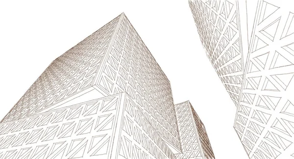 Abstrakte Architektur Illustration Skizze — Stockfoto