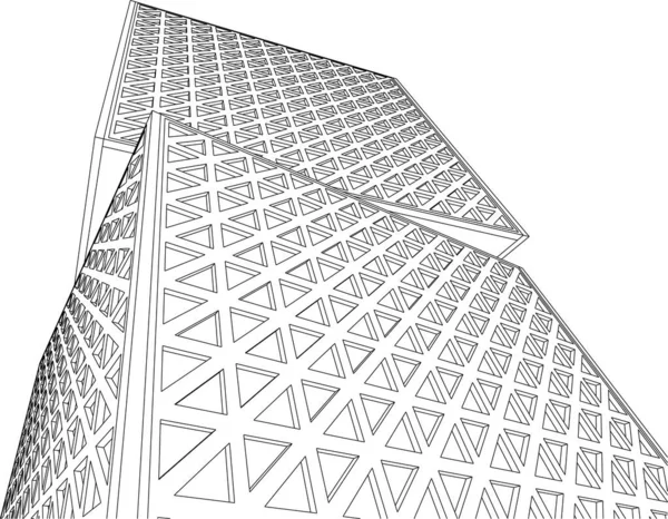 抽象建筑3D示意图 — 图库矢量图片