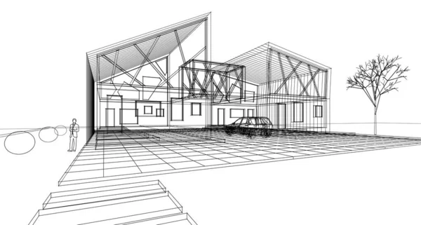 House Architectural Sketch Rendering — Stock Photo, Image