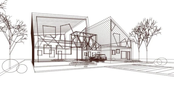 House Architectural Sketch Illustration — Stock Photo, Image