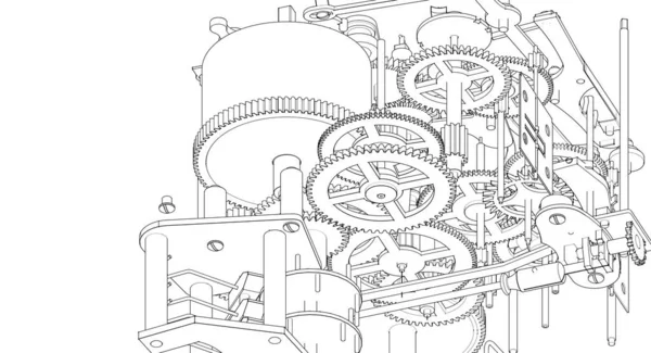 Hodiny Mechanismus Vintage Ilustrace — Stock fotografie