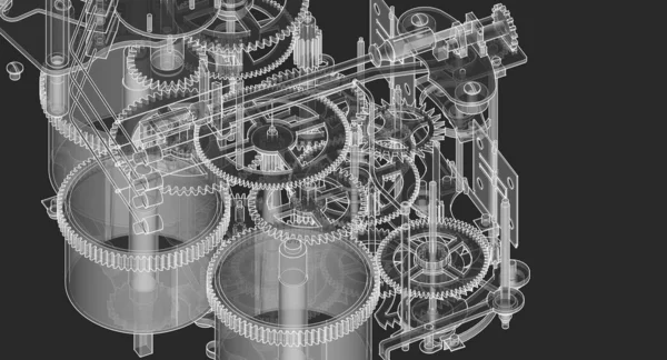 Винтажная Иллюстрация Часового Механизма — стоковое фото