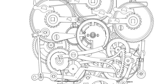 Годинниковий Механізм Старовинна Ілюстрація — стокове фото