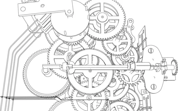 Винтажная Иллюстрация Часового Механизма — стоковый вектор