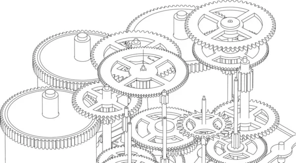 Годинниковий Механізм Старовинна Ілюстрація — стоковий вектор